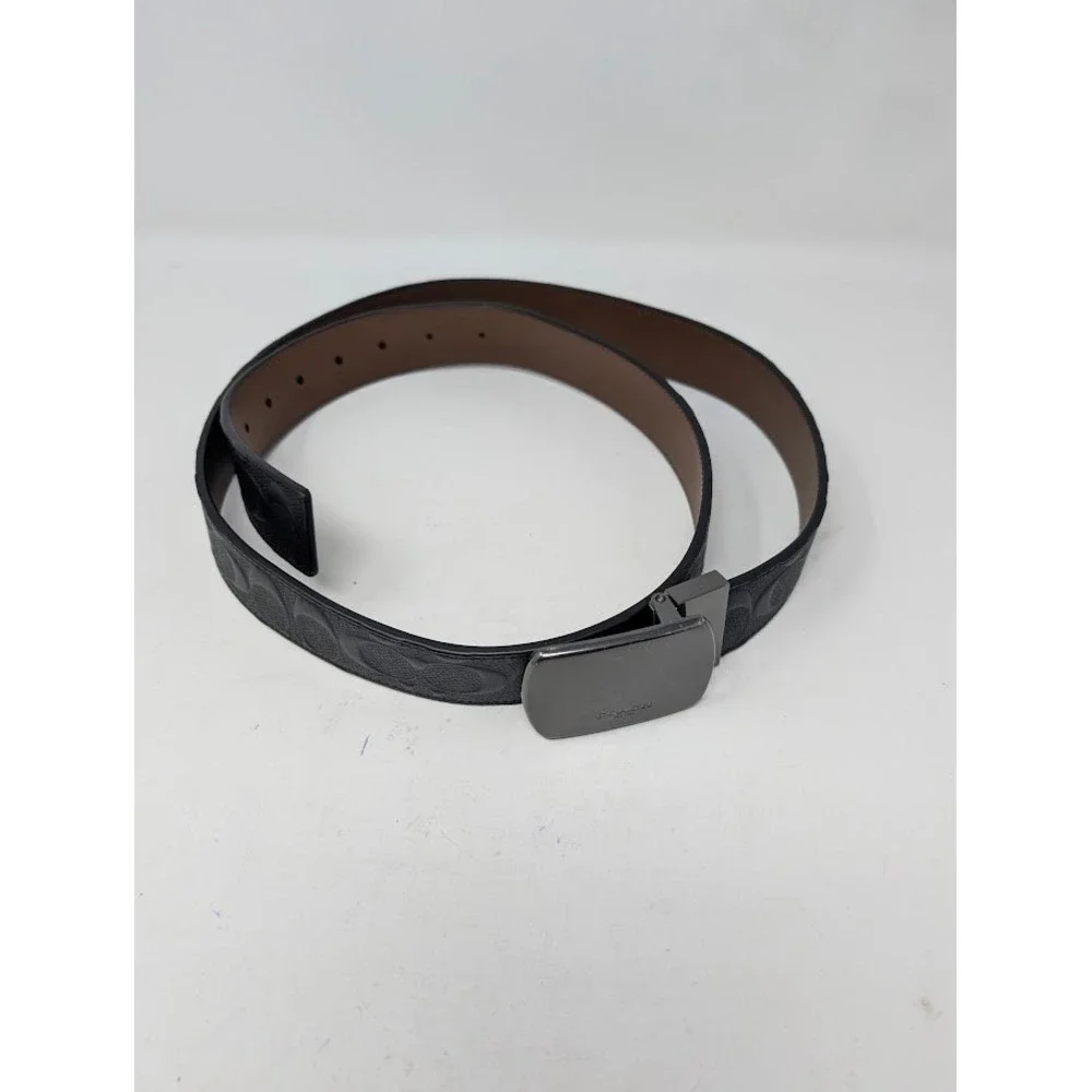 Coach Cut to Size Black‎ Embossed Logo Leather Plaque Belt